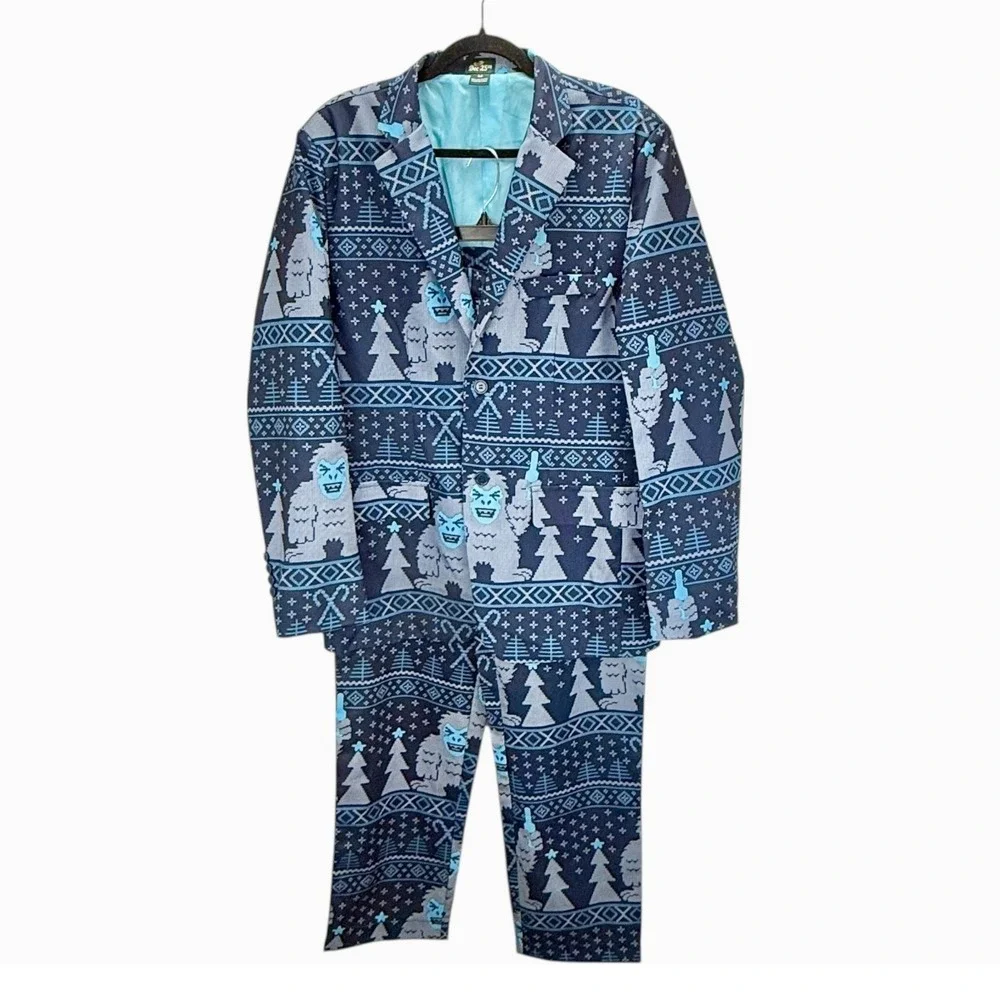 Dec 25th Size M Yeti Abominable Snowman Christmas Suit Blazer Pants Set Drinking